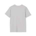 A back view of the ice grey perf retro graphic t-shirt.