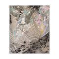 The Front view of the “Ink Cloud” Abstract Canvas Wall Art by FREEBRD stretched over a FSC-certified 1.25" frame, showcasing teal, grey, black, gold ochre and silver.