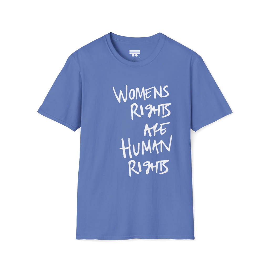 A front view of the iris women's rights are human rights t-shirt.