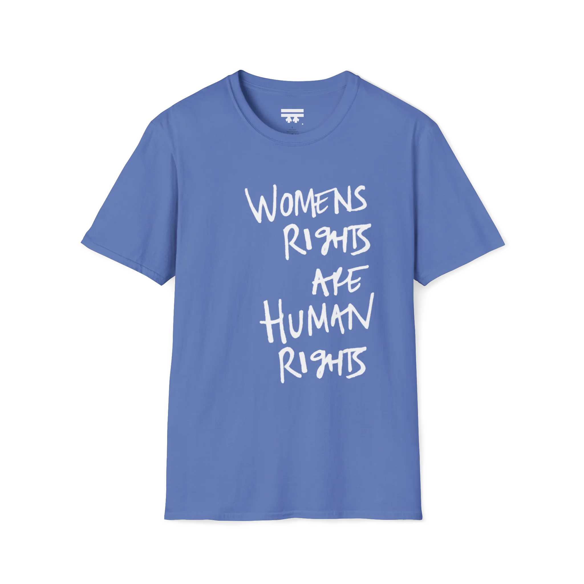 A front view of the iris women's rights are human rights t-shirt.