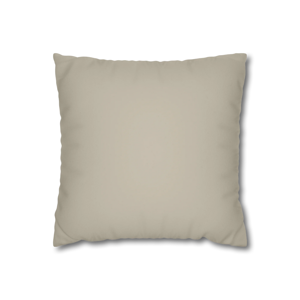 Ivory Grey faux suede pillowcase, front view.