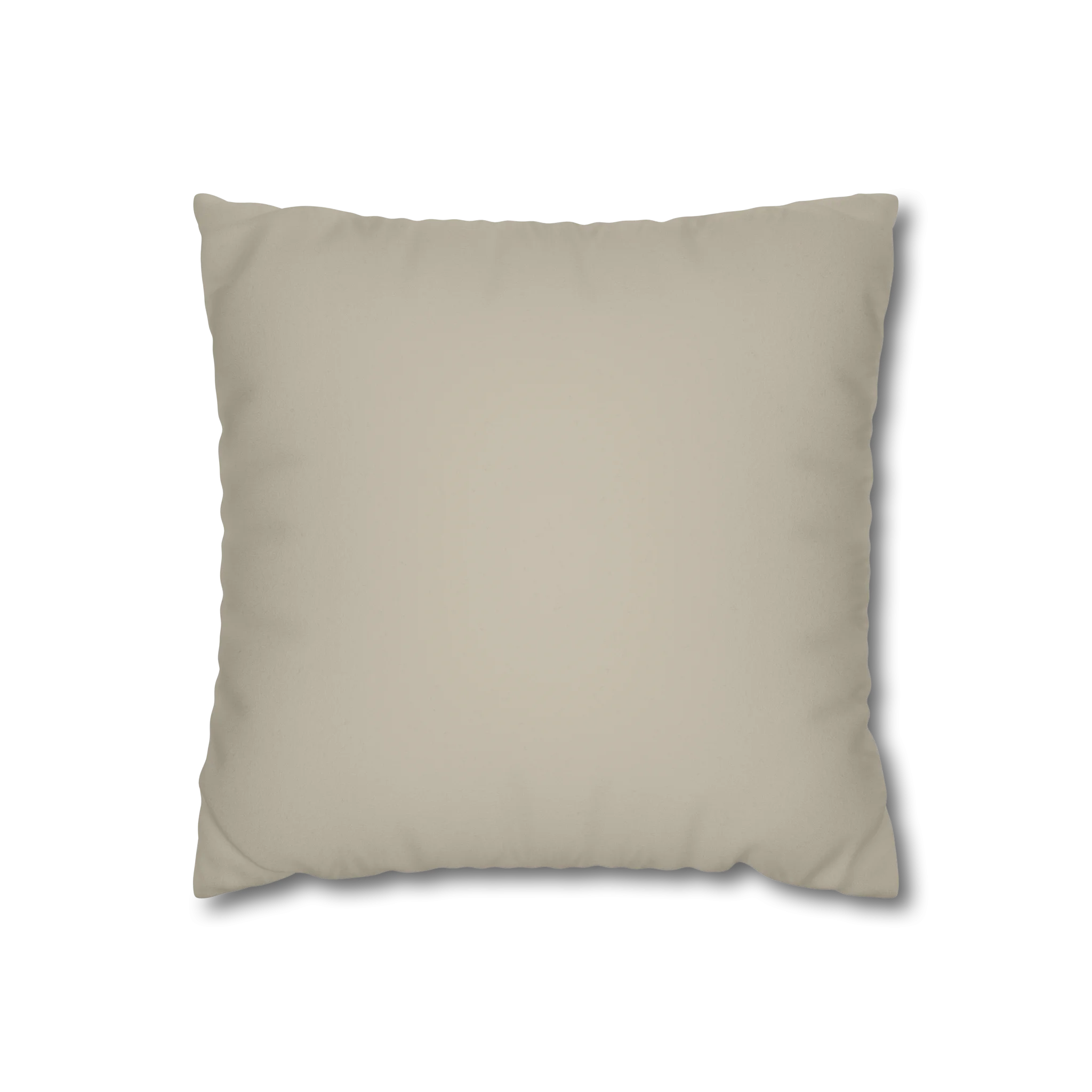 Ivory Grey faux suede pillow case, front view.