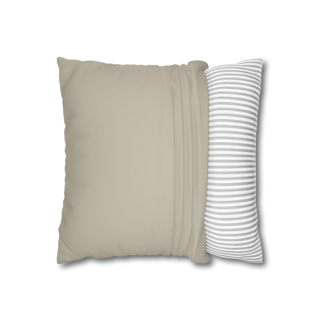 Ivory Grey faux suede pillowcase, open view.