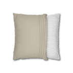 Ivory Grey faux suede pillowcase, open view.