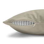 Ivory Grey faux suede pillowcase, zipper view.