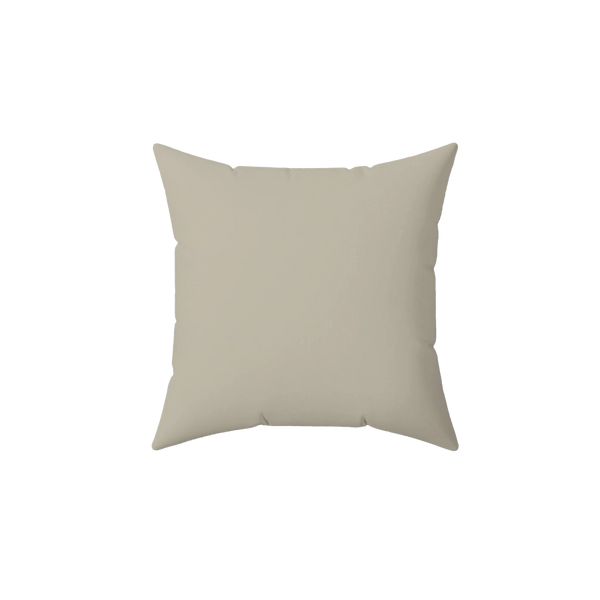 Ivory grey faux suede throw pillow, front view.