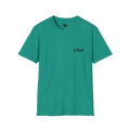A jade dome t-shirt with a white Vibe wordmark on the left chest.