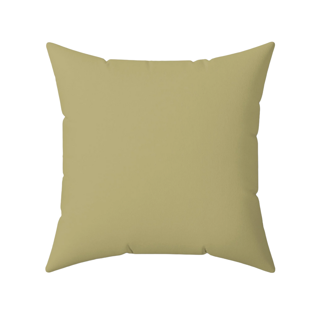 Khaki olive faux suede throw pillow, front view.
