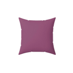 Lavender red faux suede throw pillow, back view.