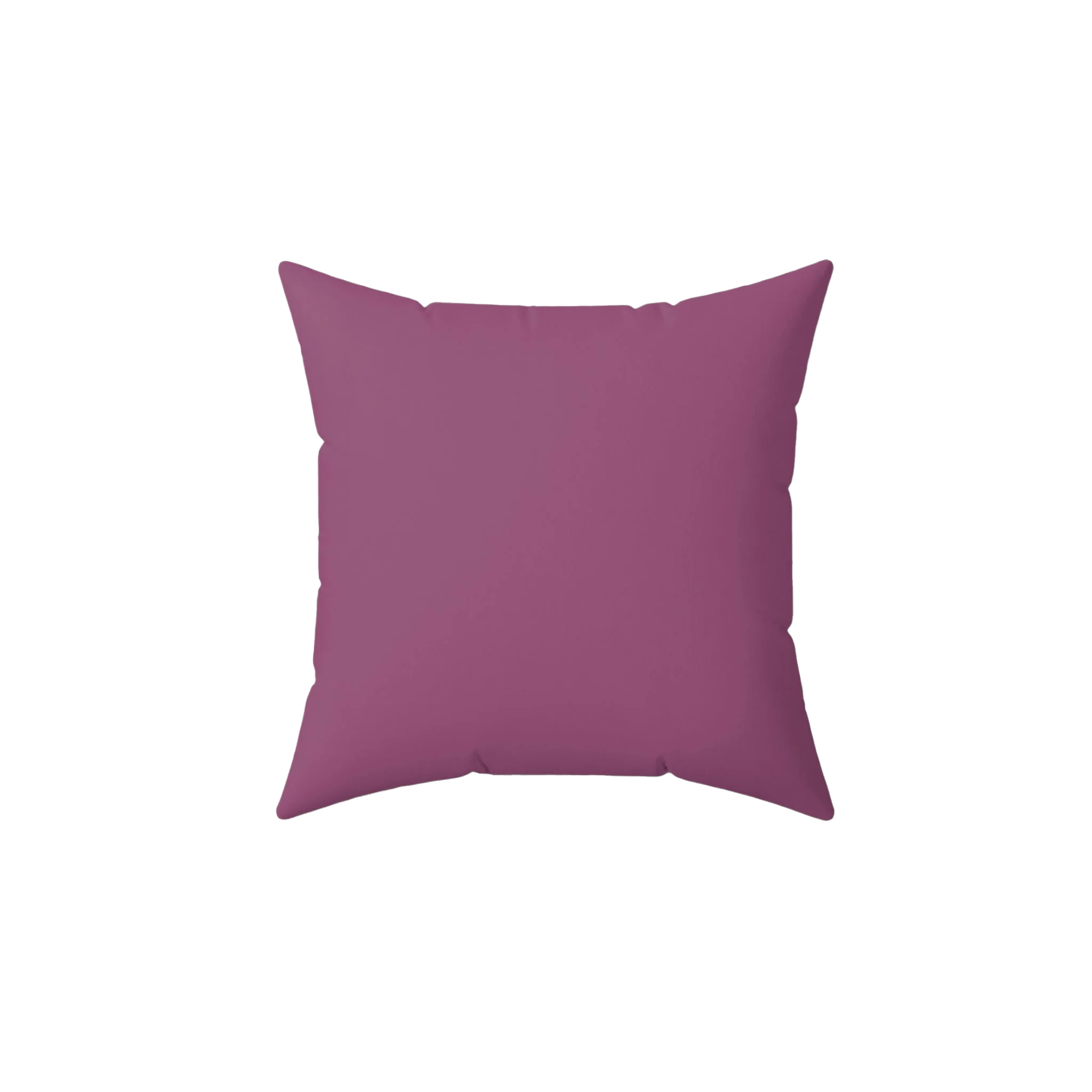 Lavender red faux suede throw pillow, back view.