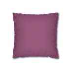 Lavender red faux suede pillowcase, front view.