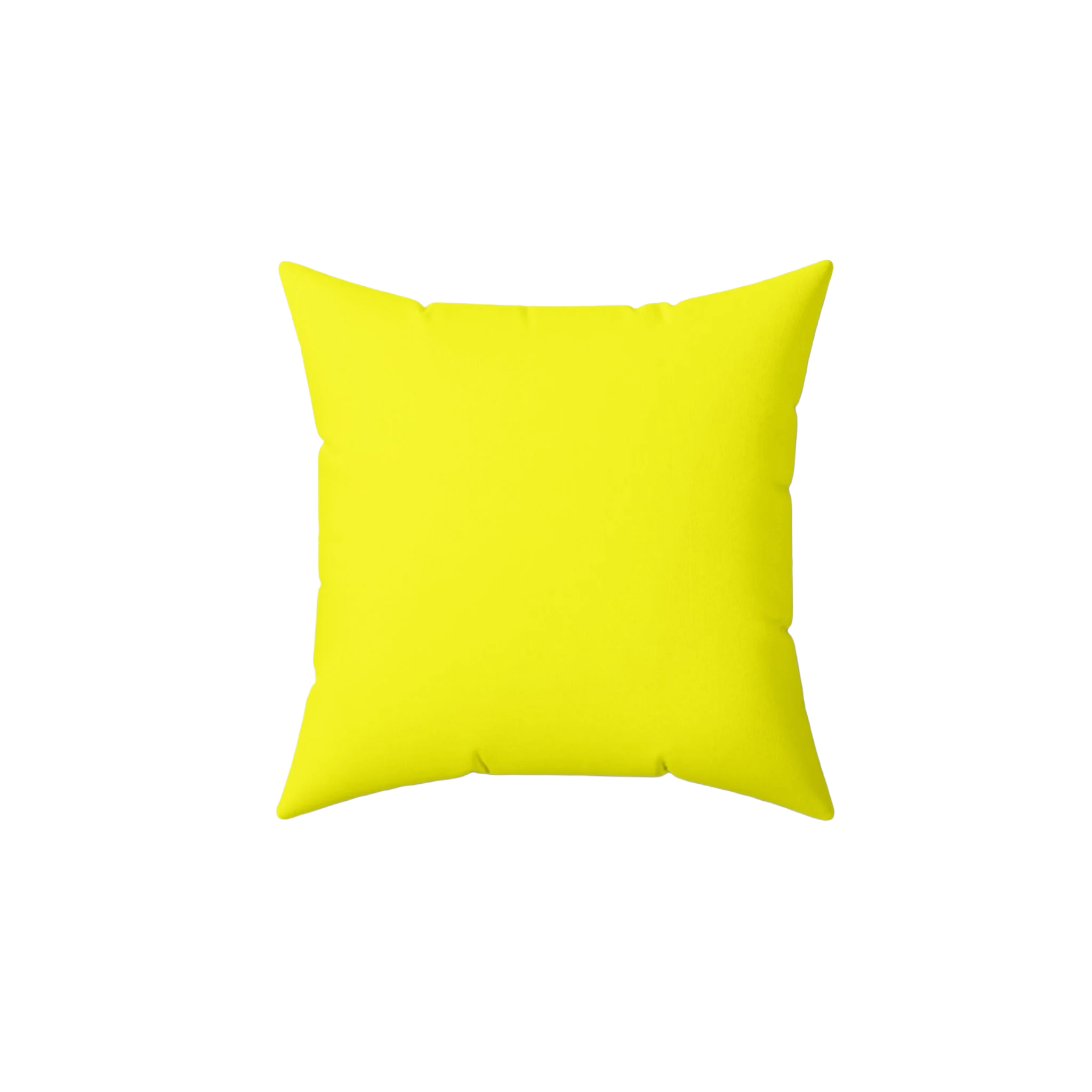 Lemon yellow faux suede throw pillow, front view.
