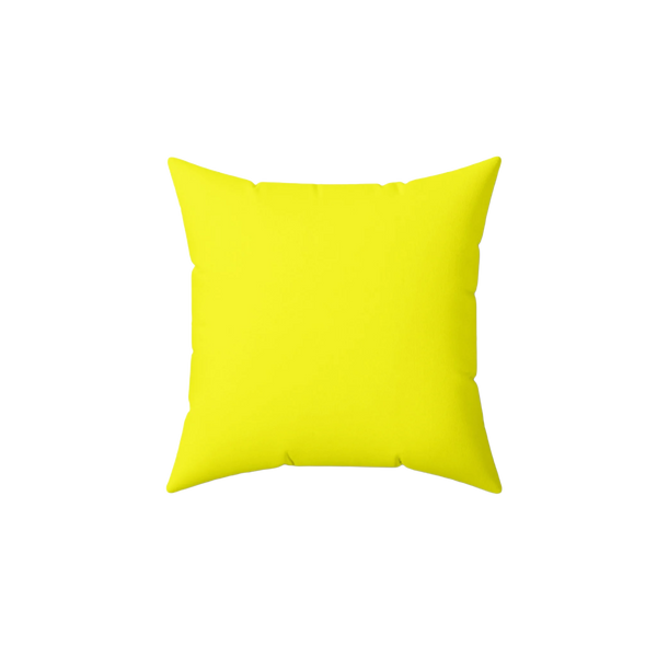 Lemon yellow faux suede throw pillow, front view.