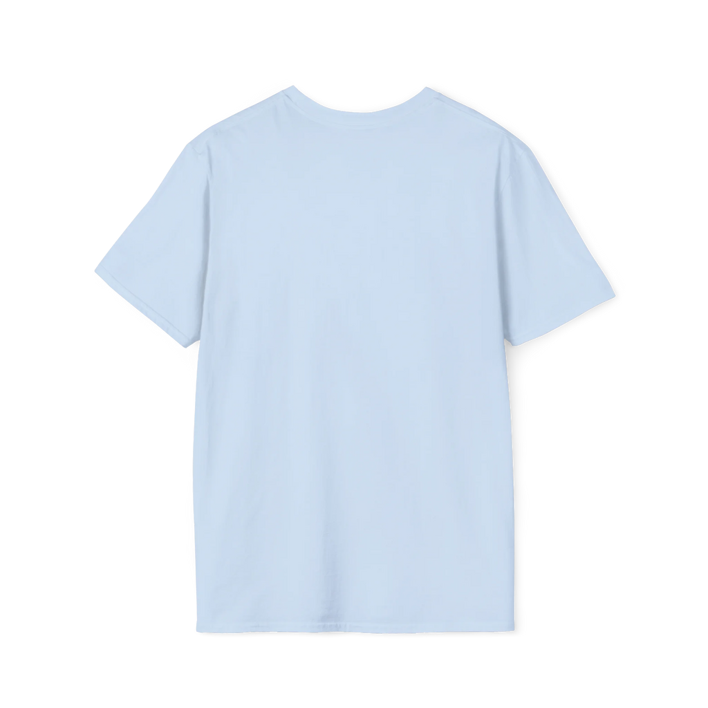 A plain back view of the light blue Trans Rights Are Human Rights T-Shirt.