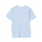 A plain back view of the light blue Trans Rights Are Human Rights T-Shirt.