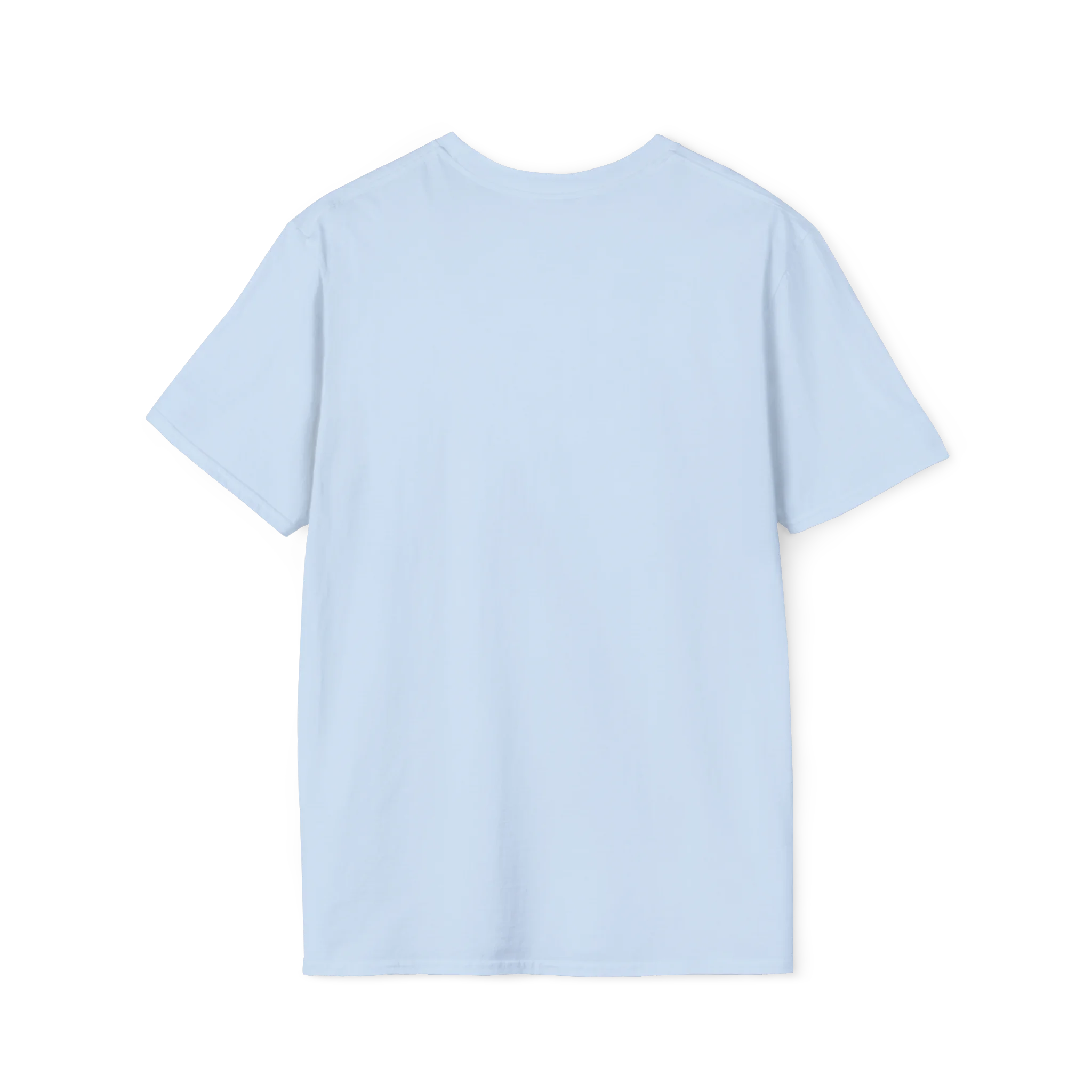 A plain back view of the light blue Trans Rights Are Human Rights T-Shirt.