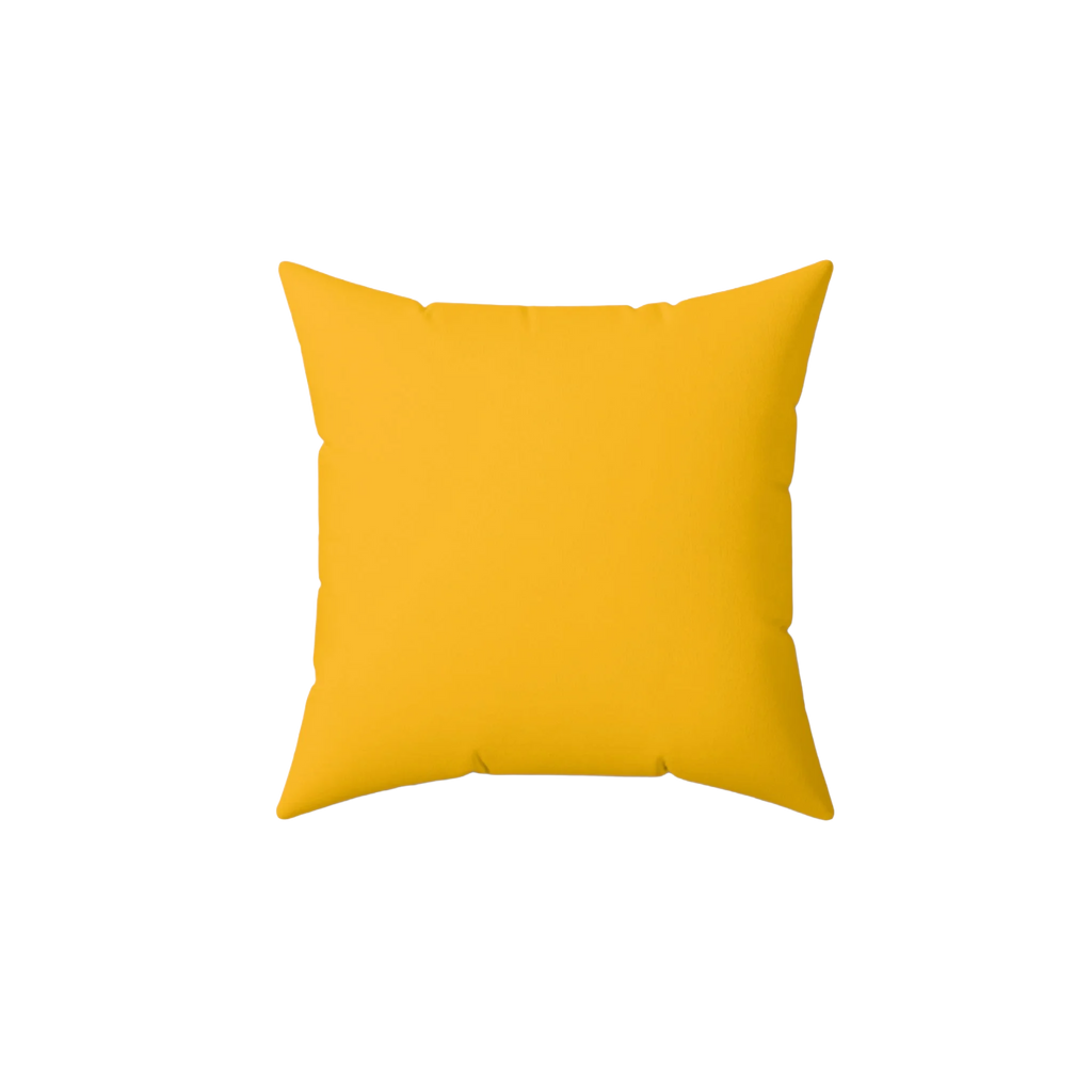 Lightning yellow faux suede throw pillow, back view.
