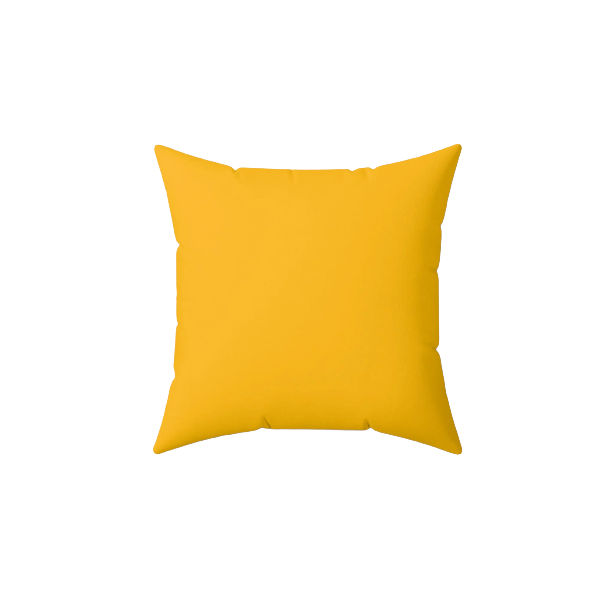 Lightning yellow faux suede throw pillow, back view.