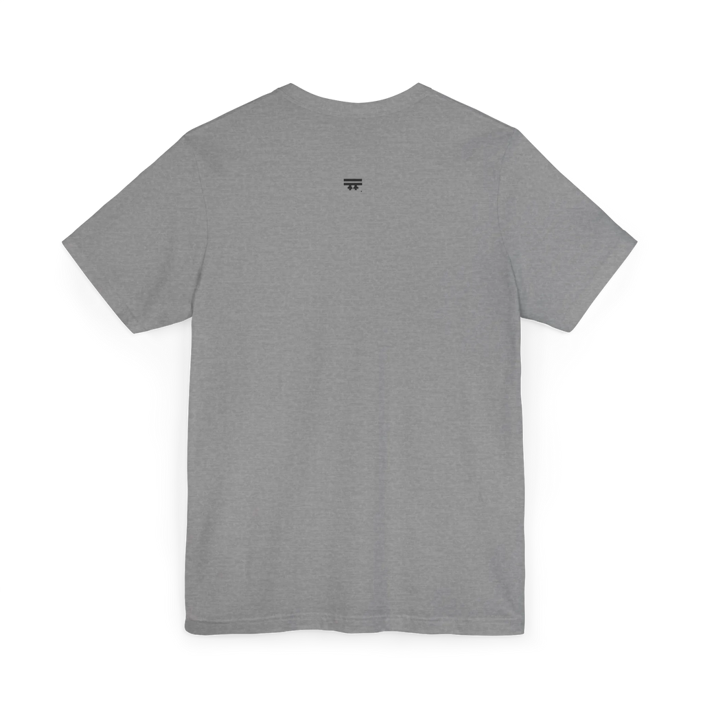 Live Free Afrostar Script Essential Tee, light heather grey, back view, FREEBRD logo.