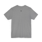 Live Free Afrostar Script Essential Tee, light heather grey, back view, FREEBRD logo.