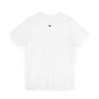 Live Free Afrostar Script Essential Tee, white, back view, FREEBRD logo.