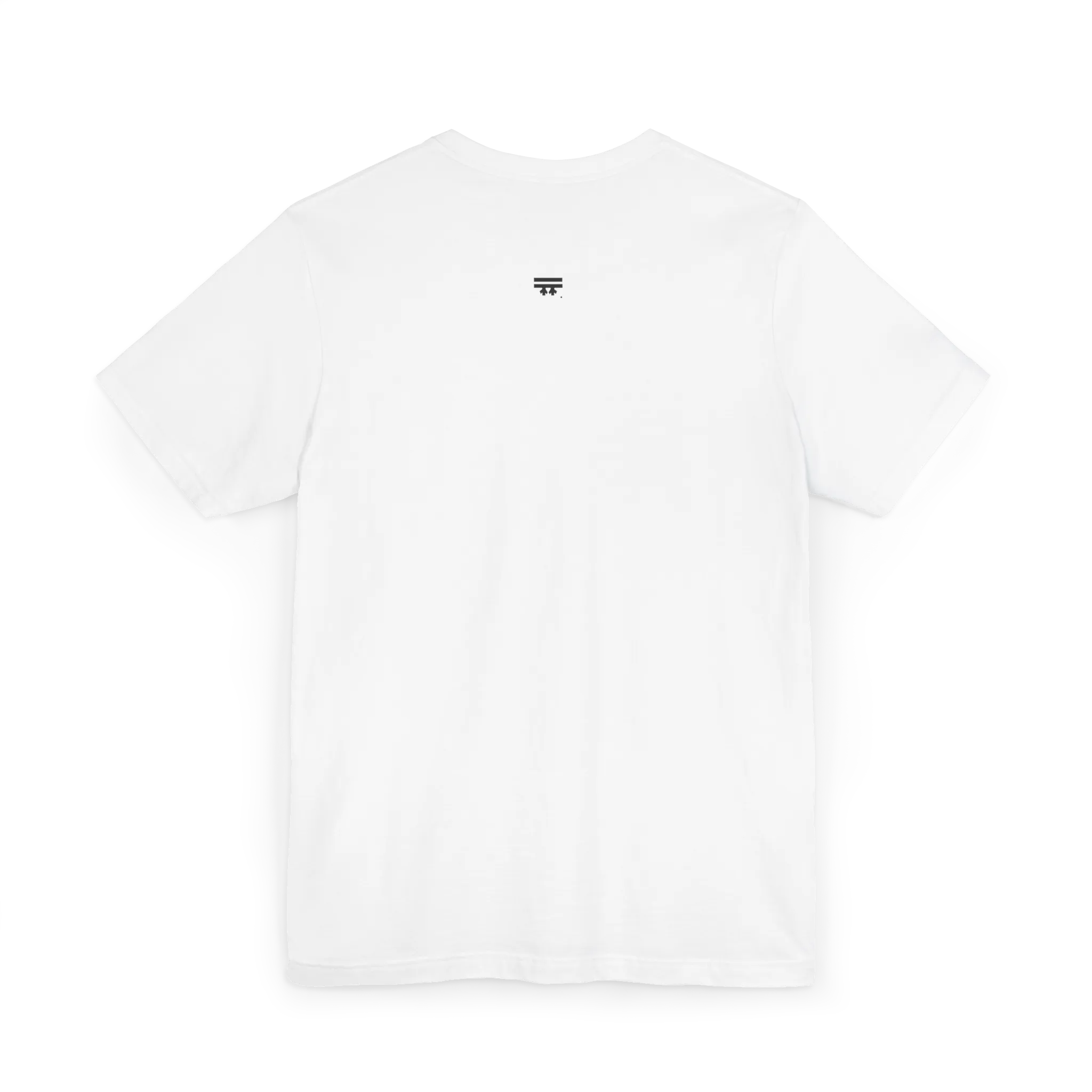 Live Free Afrostar Script Essential Tee, white, back view, FREEBRD logo.