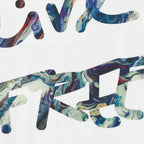 Live Free Afrostar Script Essential Tee, white, graphic detail, fluid pour art.