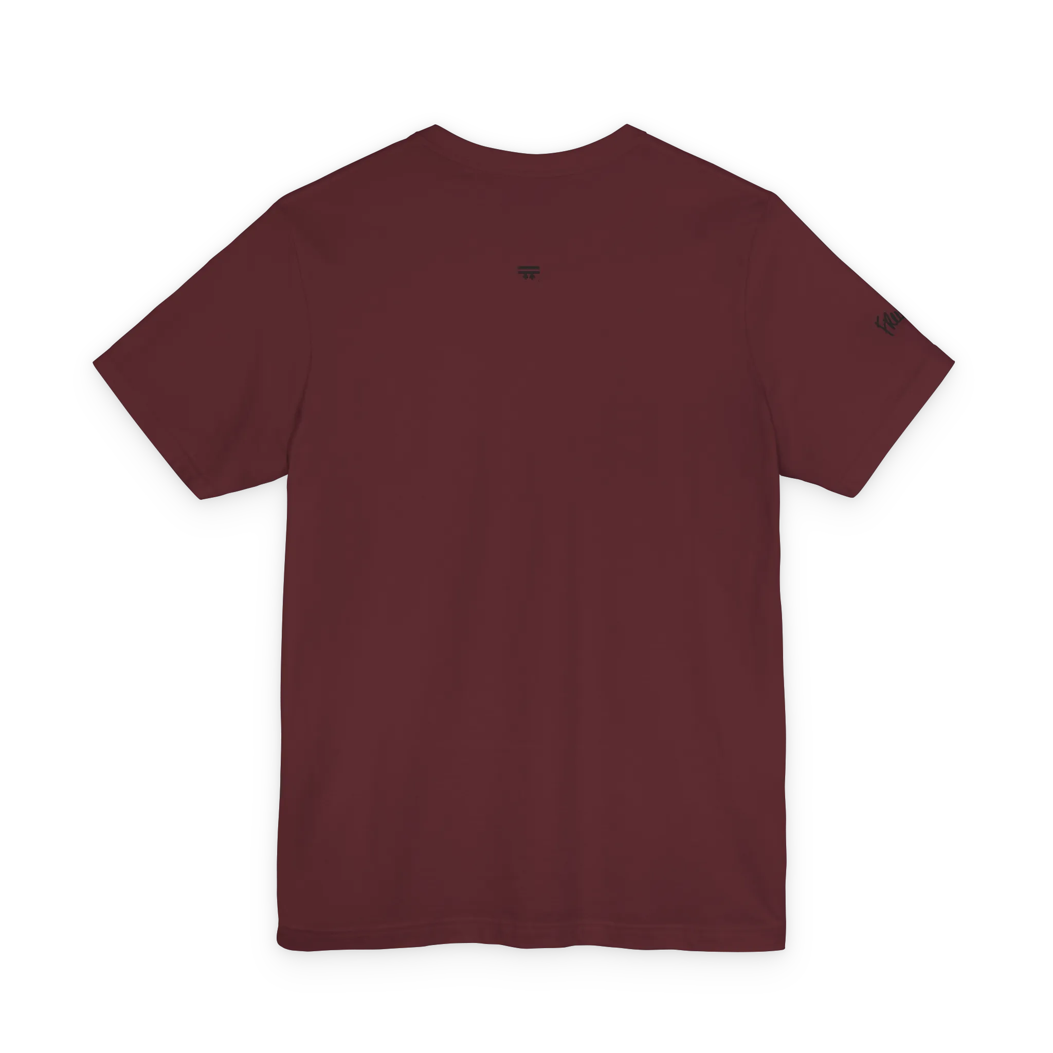 Live Free Afrostar Script Premium Tee, maroon, back view, FREEBRD logo.