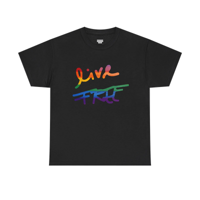 Live Free Rainbow Script Essential Tee