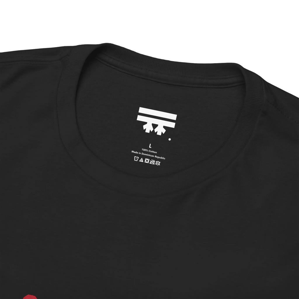 Live Free rainbow script essential t-shirt, black, inner neck tag detail, pure cotton, FREEBRD Pride Gear.