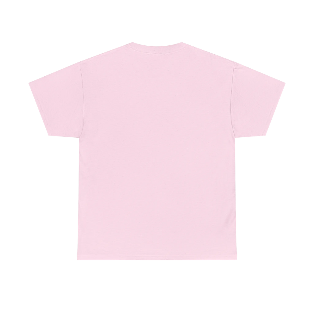 Live Free rainbow script essential t-shirt, light pink, clean back view, FREEBRD Pride Gear.
