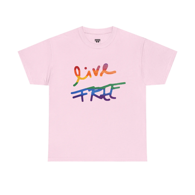 Live Free Rainbow Script Essential Tee