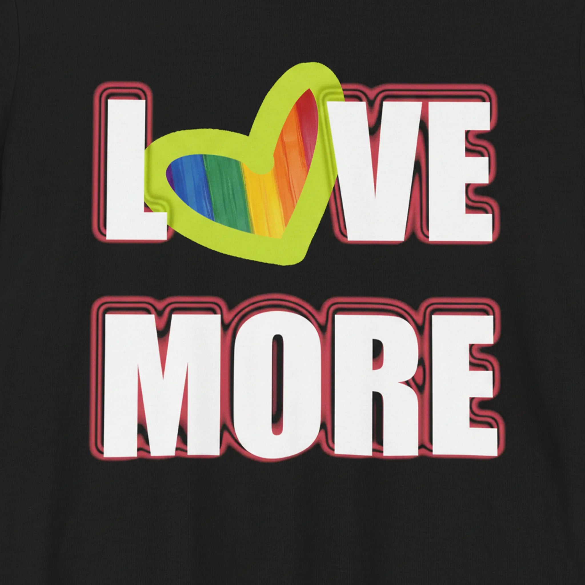 Love More Rainbow Heart Pride Tee