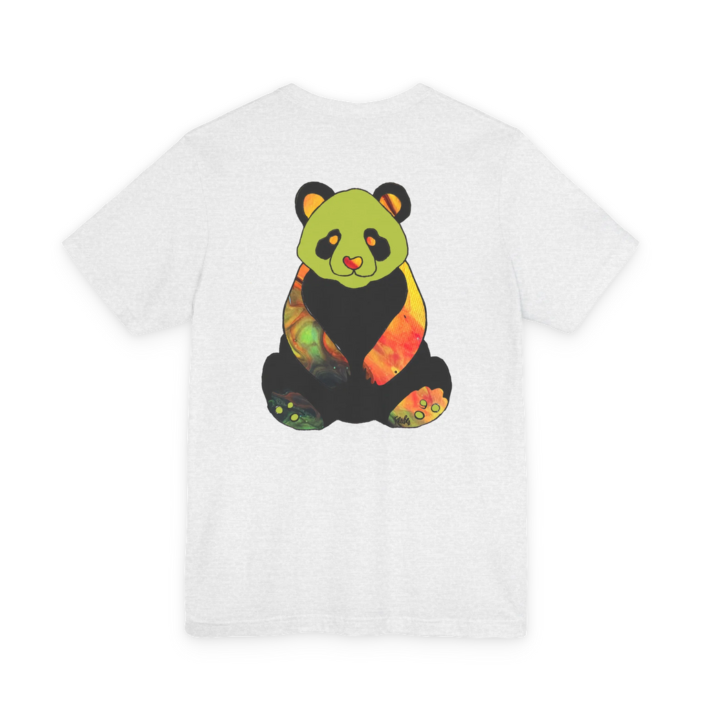 "Lucy Panda" 01 Edition Graphic Tee by FREEBRD — ash, colorful watercolor panda back graphic, back view.