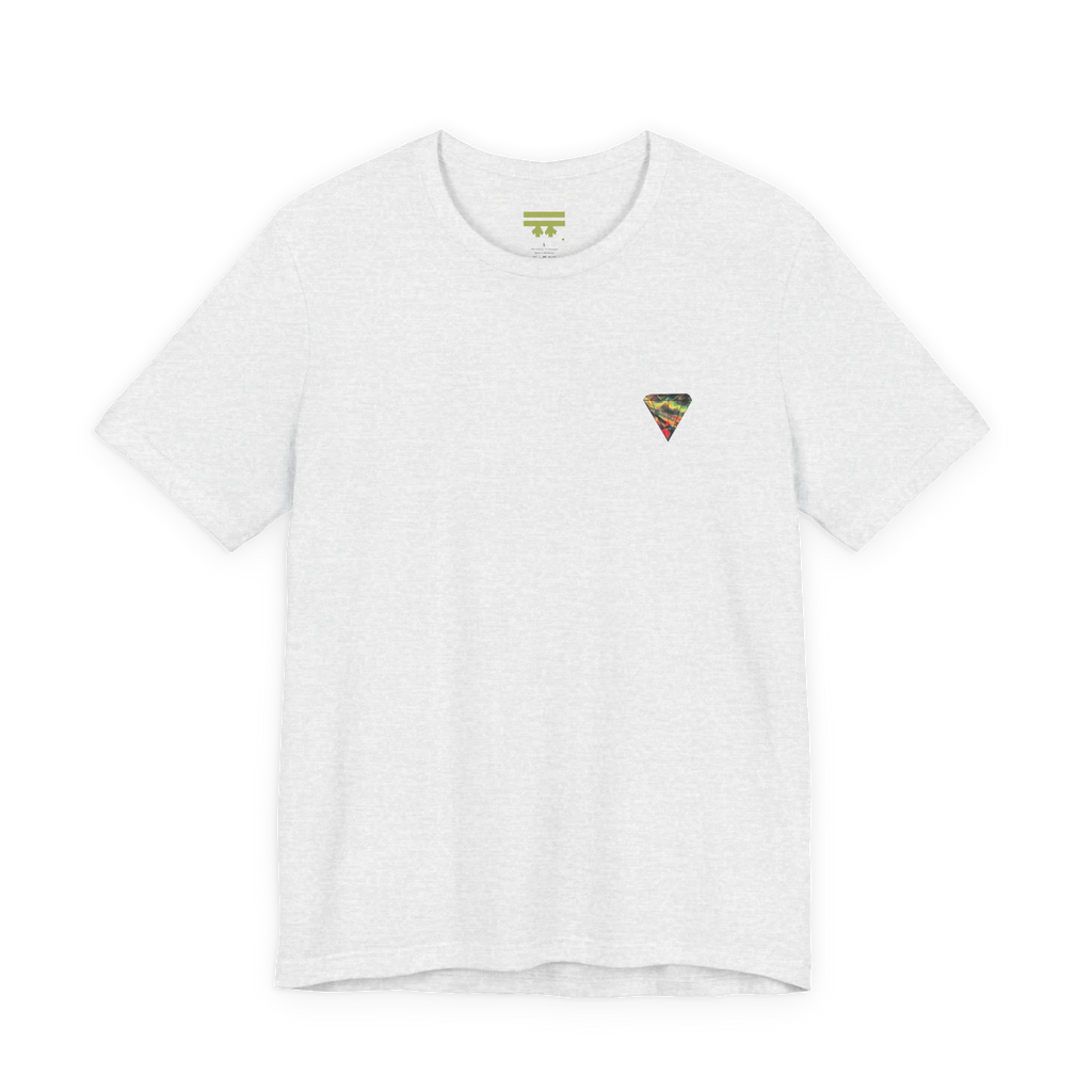 "Lucy Panda" 01 Edition Graphic Tee by FREEBRD — ash, small FREEBRD Diamond chest emblem, front view.