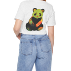 "Lucy Panda" 01 Edition Graphic Tee by FREEBRD — ash, lifestyle back, colorful watercolor panda graphic, relaxed fit on model.