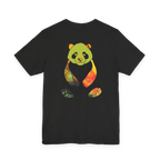 "Lucy Panda" 01 Edition Graphic Tee by FREEBRD — black heather, colorful watercolor panda back graphic, back view.