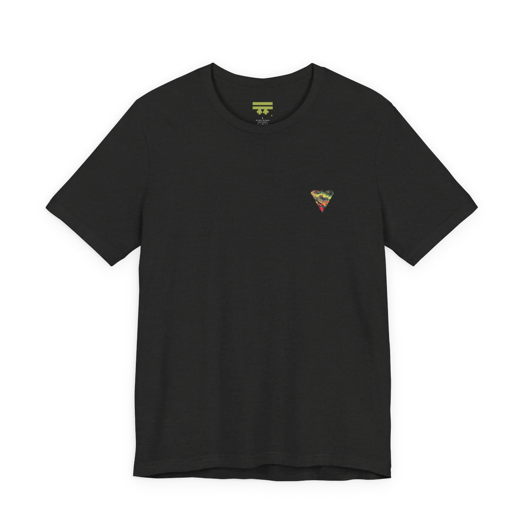 "Lucy Panda" 01 Edition Graphic Tee by FREEBRD — black heather, small FREEBRD Diamond chest emblem, front view.