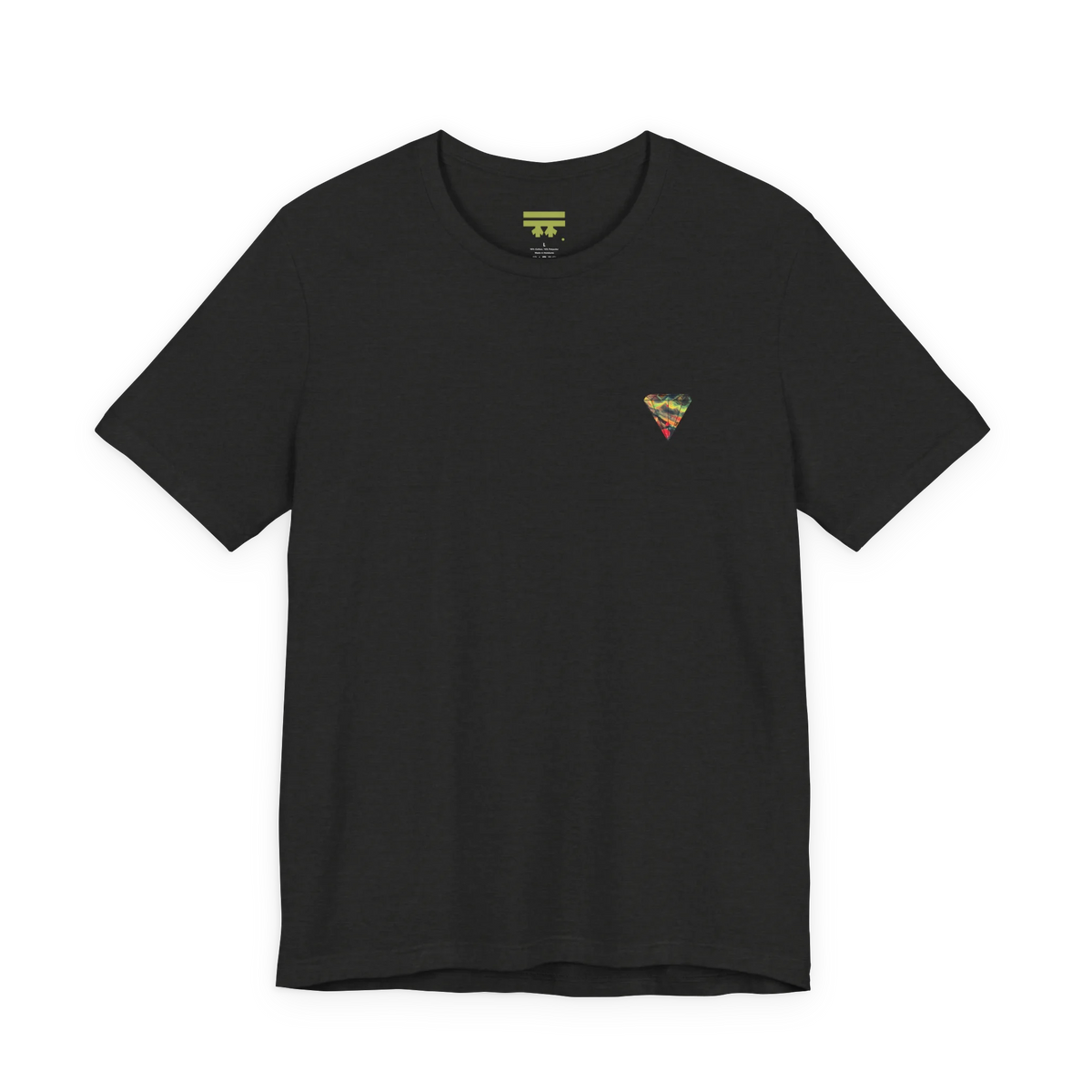 "Lucy Panda" 01 Edition Graphic Tee by FREEBRD — black heather, small FREEBRD Diamond chest emblem, front view.