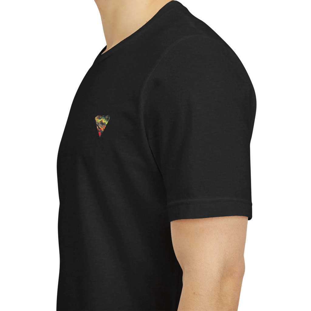 "Lucy Panda" 01 Edition Graphic Tee by FREEBRD — black heather lifestyle front, FREEBRD Diamond chest emblem, relaxed fit on model.