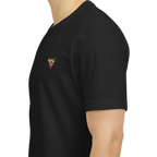 "Lucy Panda" 01 Edition Graphic Tee by FREEBRD — black heather lifestyle front, FREEBRD Diamond chest emblem, relaxed fit on model.
