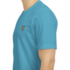 "Lucy Panda" 01 Edition Graphic Tee by FREEBRD — heather aqua lifestyle front, FREEBRD Diamond chest emblem, relaxed fit on model.
