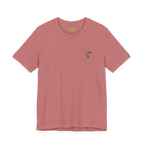 "Lucy Panda" 01 Edition Graphic Tee by FREEBRD — mauve, small FREEBRD Diamond chest emblem, front view.