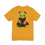 "Lucy Panda" 01 Edition Graphic Tee by FREEBRD — mustard, colorful watercolor panda back graphic, back view.