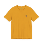 "Lucy Panda" 01 Edition Graphic Tee by FREEBRD — mustard, small FREEBRD Diamond chest emblem, front view.