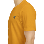 "Lucy Panda" 01 Edition Graphic Tee by FREEBRD — mustard, lifestyle front, FREEBRD Diamond chest emblem, relaxed fit on model.