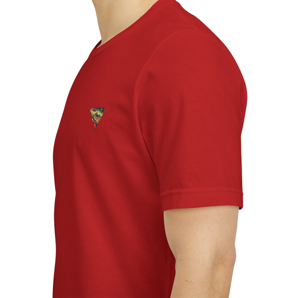 "Lucy Panda" 01 Edition Graphic Tee by FREEBRD — red lifestyle front, FREEBRD Diamond chest emblem, relaxed fit on model.
