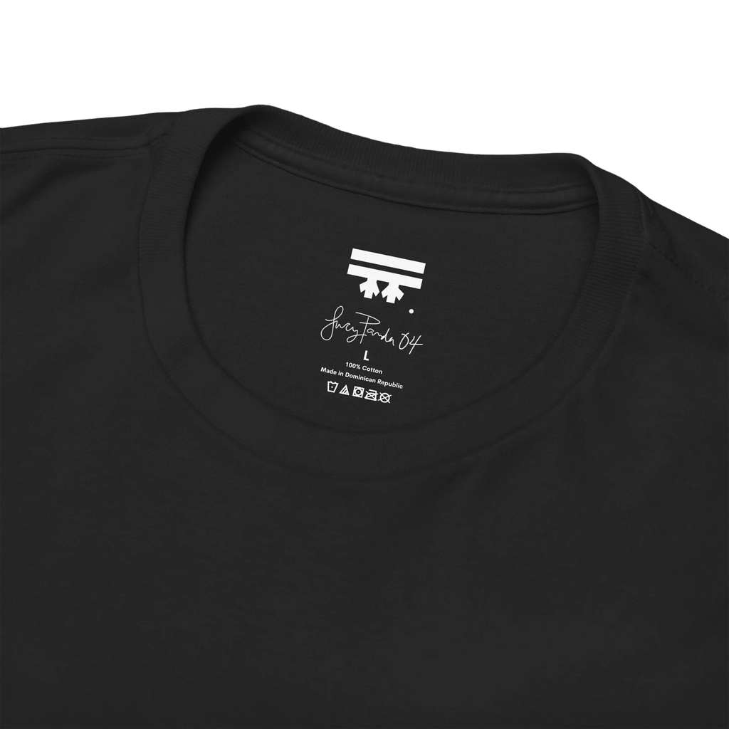 Black, Lucy Panda 04 graphic tee inner neck label, FREEBRD signature logo.