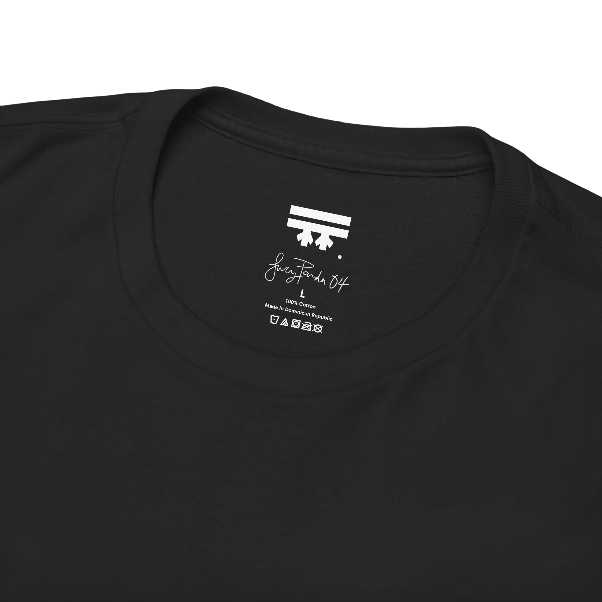 Black, Lucy Panda 04 graphic tee inner neck label, FREEBRD signature logo.