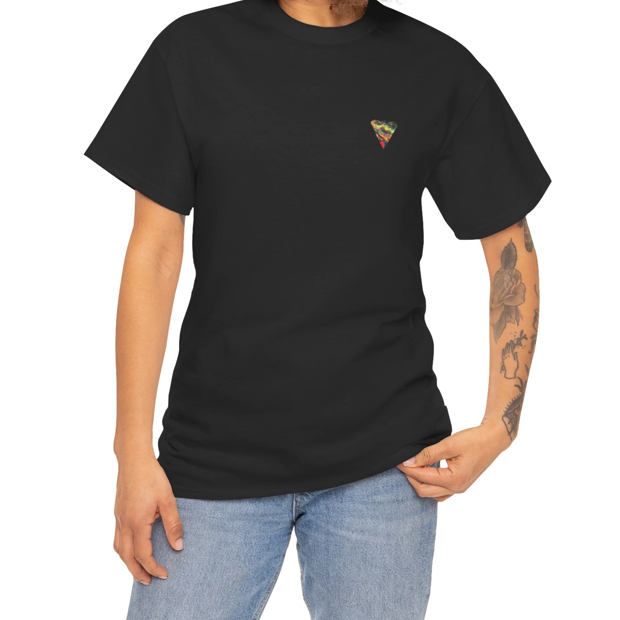 "Lucy Panda" 04 Edition Graphic Tee by FREEBRD — black lifestyle front, FREEBRD triangle chest emblem, relaxed fit on model.